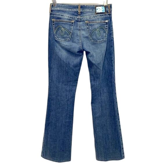 Mavi Mindy Blue Medium Wash Lower Rise Faded Flare Leg Jeans Size 26 - Picture 4 of 14